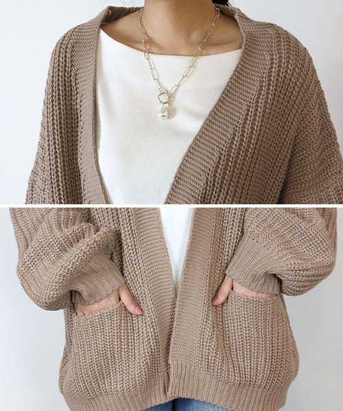 「atONE」 「LARU」ニットカーディガン - モカ レディース_画像8