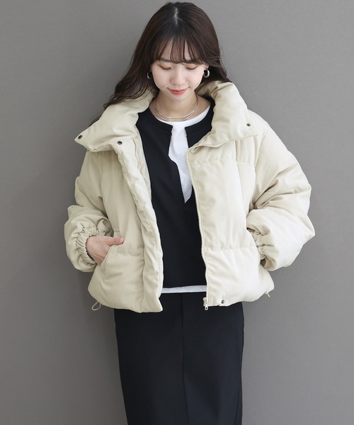 Aletta vita コート アウター 細コーデュロイ中綿ブルゾン レディース