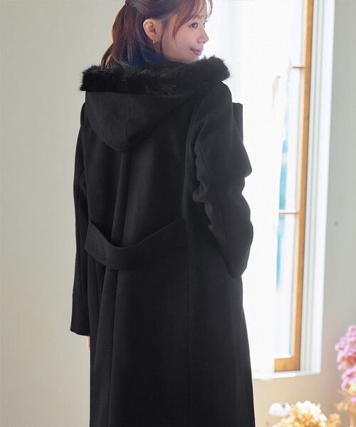 Tiaclasse コート アウター 2WAYフード付きフェイクウールコート