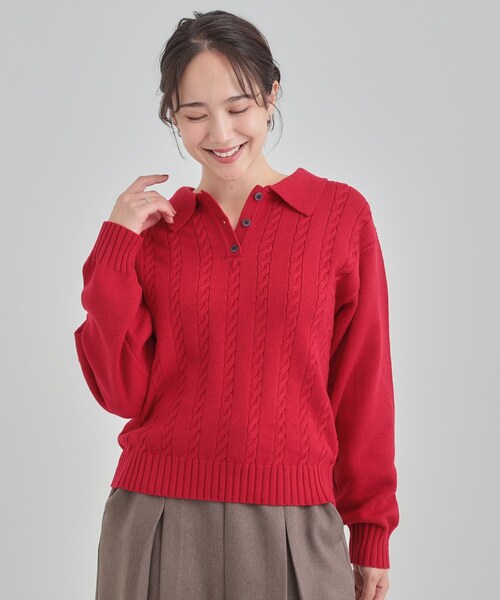 DRESKIP（ドレスキップ） ニット セーター 「S-LL」配色ボタンが