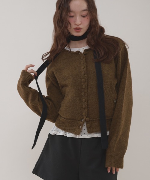 MUHET（ミュエータ） カーディガン covered-button crew neck cardigan 