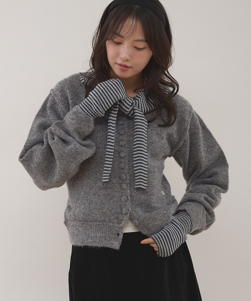 MUHET（ミュエータ） カーディガン covered-button crew neck cardigan