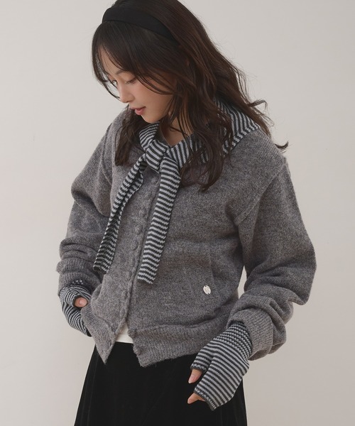 MUHET（ミュエータ） カーディガン covered-button crew neck cardigan