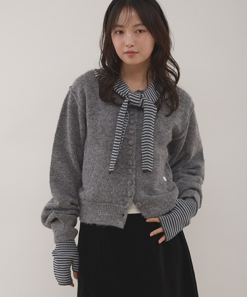 MUHET（ミュエータ） カーディガン covered-button crew neck cardigan