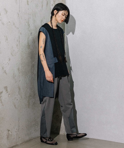 「MARECHAL TERRE」 ノースリーブトップス MEDIUM ブラック レディース_画像2