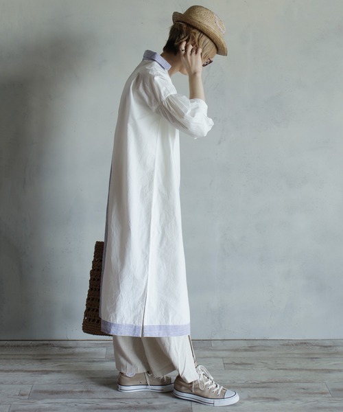 「BITTOKO」 シャツワンピース FREE ブルー レディース_画像5