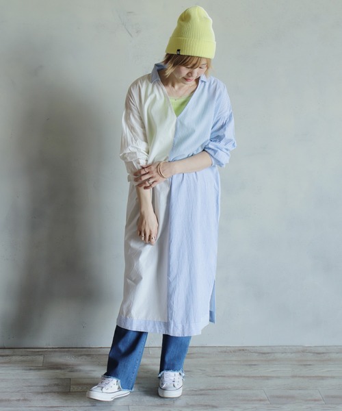 「BITTOKO」 シャツワンピース FREE ブルー レディース_画像9