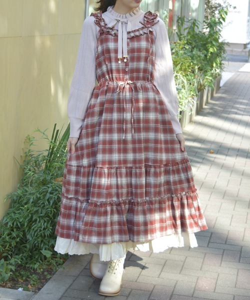 タータンチェックジャンスカ 赤 [axes famme] axes femme kawaii タータンチェックジャンスカ 赤 新品未使用 タグ