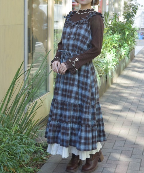 axes femme（アクシーズ ファム） ワンピース コットンレースチェック