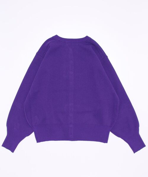 「DouDou」 ニットカーディガン FREE パープル レディース_画像3