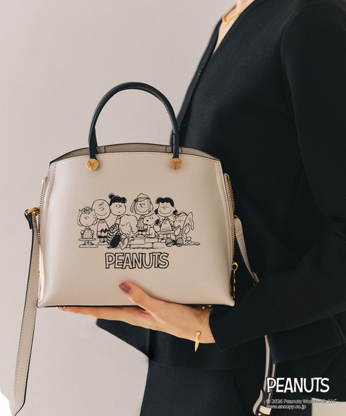 超美品 EPONINE エポニーヌ ブラック レザー ハンドバッグ フォーマル E'POR（エポール） ハンドバッグ 「E'POR×PEANUTS」別注 Y BAG Mini