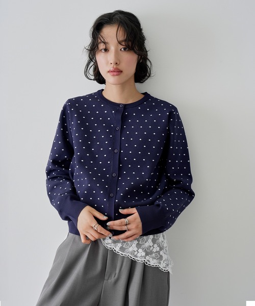 sono ブラック　キルトJQフェアリーカーディガン　ジャカード　ジャガード UNISEX】LOGO JQ CARDIGAN/ロゴジャガードカーディガン（カーディガン