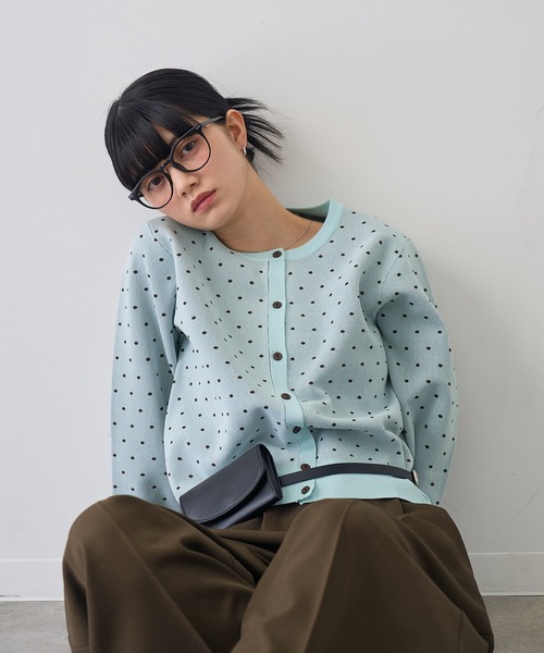 sono ブラック　キルトJQフェアリーカーディガン　ジャカード　ジャガード NO ID.（ノーアイディー） カーディガン 「NO ID.」Leopard Jacquard