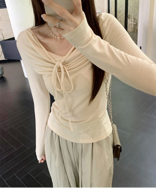 「by muni:r」 長袖カットソー FREE クリーム レディース_画像4