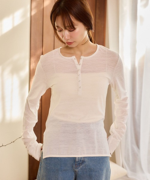 mysty woman（ミスティウーマン） ヘンリーネック tシャツ 「WEB限定