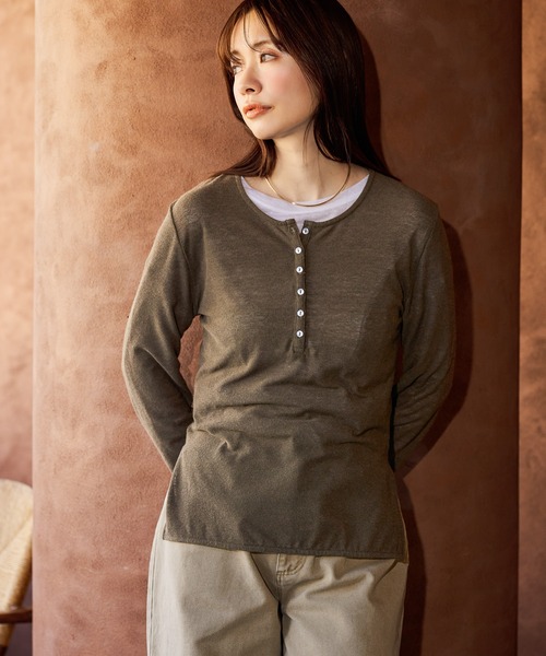 mysty woman（ミスティウーマン） ヘンリーネック tシャツ 「WEB限定