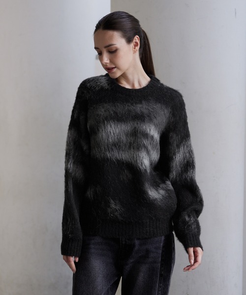 「CLEL」 長袖ニット L レッド メンズ_画像7