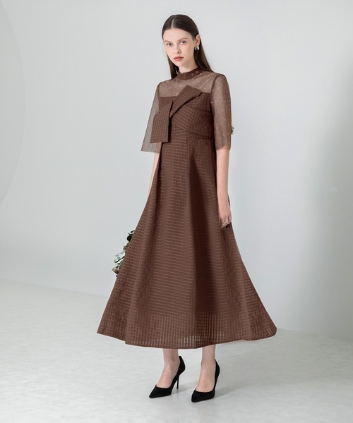 「Leja」 半袖ワンピース SMALL モカ レディース_画像3