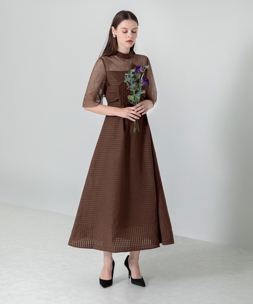 「Leja」 半袖ワンピース SMALL モカ レディース_画像4