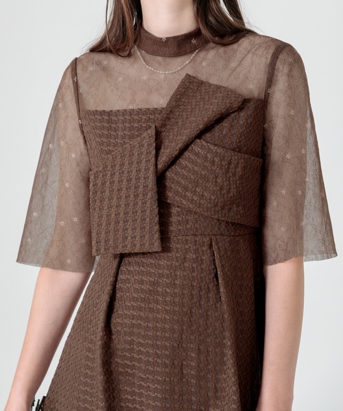 「Leja」 半袖ワンピース SMALL モカ レディース_画像7