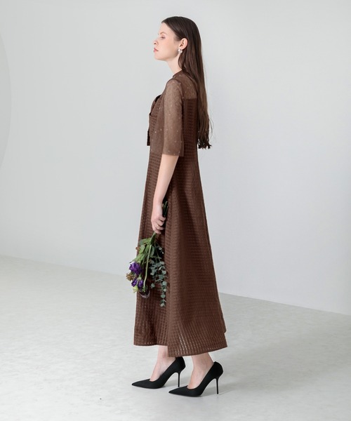 「Leja」 半袖ワンピース SMALL モカ レディース_画像8