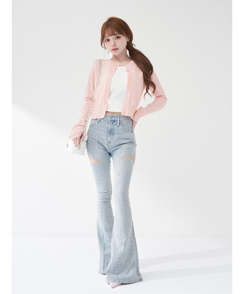 ダーリッチ UVカットシグネチャーニットカーディガン サックス 新品 Darich（ダーリッチ） カーディガン UVカットシグネチャーニット
