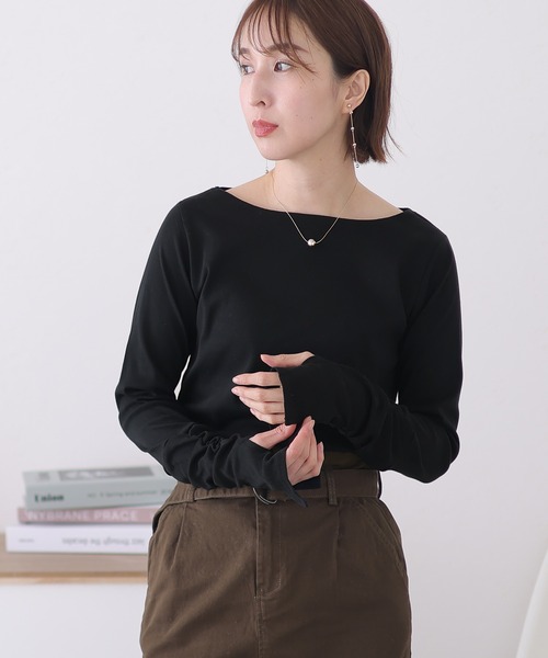 「ElegChic」 「LARU」長袖カットソー M ライトグレー レディース_画像2
