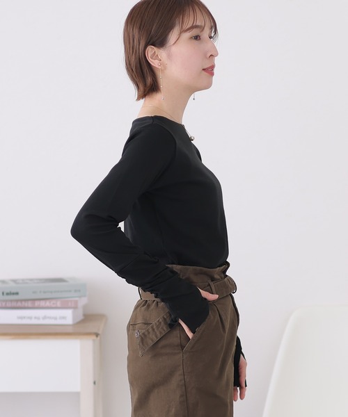 「ElegChic」 「LARU」長袖カットソー M ライトグレー レディース_画像3