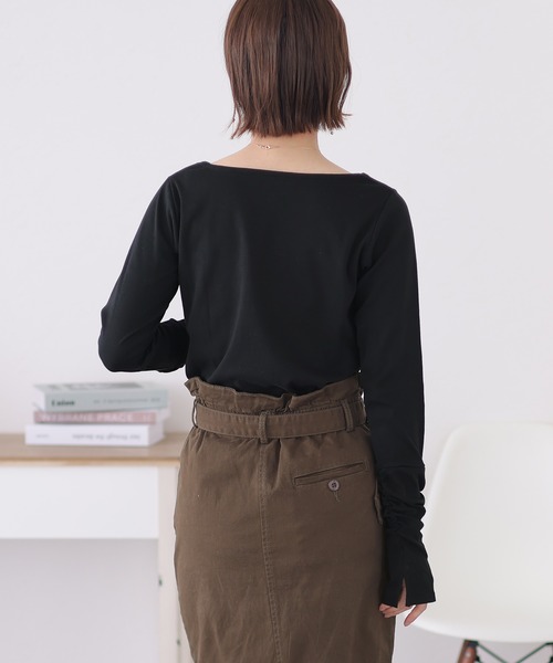 「ElegChic」 「LARU」長袖カットソー M ライトグレー レディース_画像4