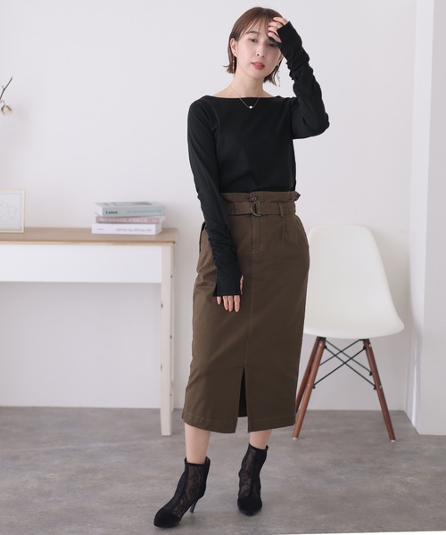 「ElegChic」 「LARU」長袖カットソー M ライトグレー レディース_画像5