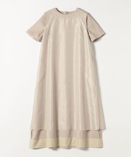 ワンピース quaranciel:「洗濯機可能」リネンライク Aライン クルーネック ロング ワンピースの画像