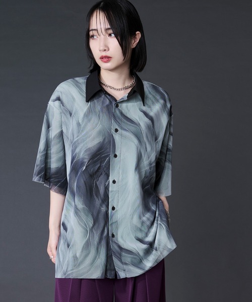 Ellno Loset（エルノロゼット） シャツ 半袖 アソートガラシアー