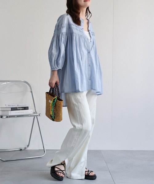 「ap retro」 「world classe」7分袖ブラウス LARGE ピンク レディース_画像3