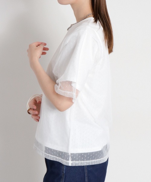 cepo（セポ） tシャツ 半袖 ドットチュールレイヤードショートスリーブ