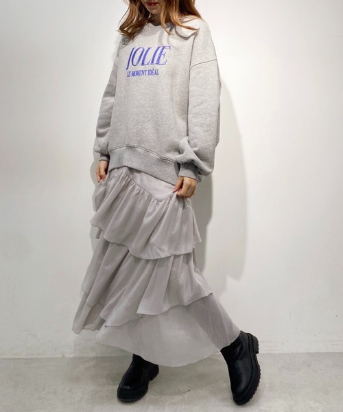 「one after another NICE CLAUP」 フリルスカート FREE ライトグレー レディース_画像7