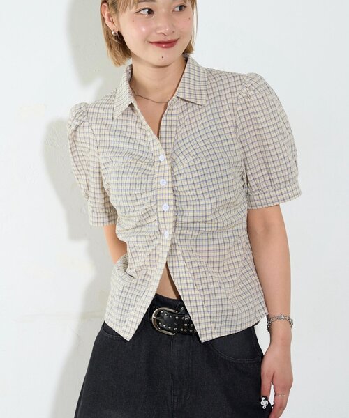 「WHO'S WHO gallery」 半袖シャツ FREE ネイビー レディース_画像5