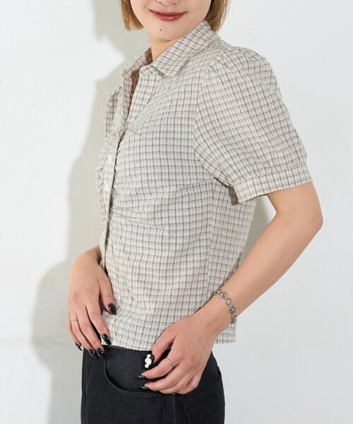 「WHO'S WHO gallery」 半袖シャツ FREE ネイビー レディース_画像6