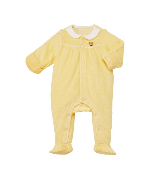 【新品未使用】familiar 70 長袖カバーオール　前掛け　セット　黄色 新品未使用】familiar 70 長袖カバーオール 前掛け セット 黄色 新品未