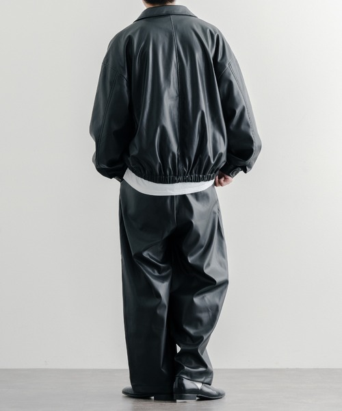 epnok ワイドパンツ パンツ シンセティックレザーバギーパンツ メンズ