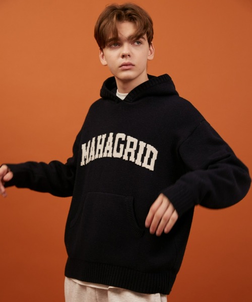 MAHAGRID パーカー 「mahagrid/マハグリッド」VARSITY LOGO KNIT
