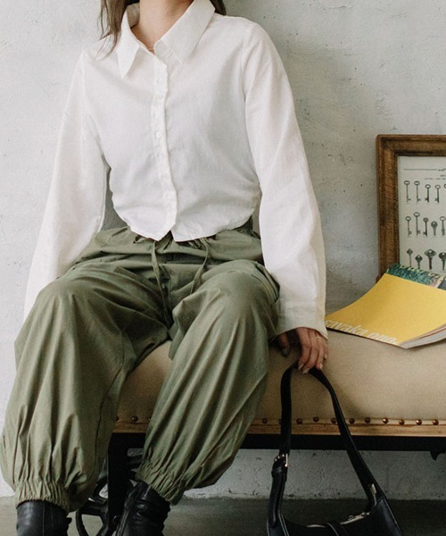 ブラウス シャツ cropped side gather SH/クロップドサイドギャザーシャツ レディース