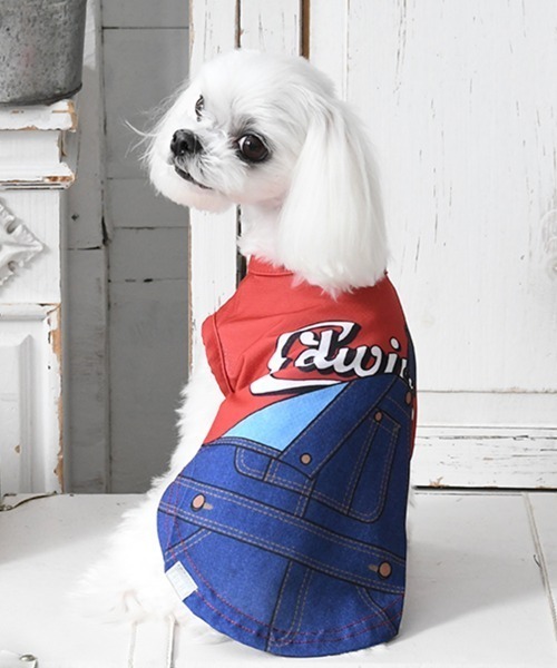EDWIN 犬 服 EDWIN/オーバーオールプリントメッシュタンク