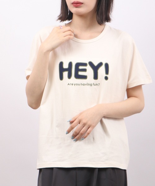 tシャツ EMAGO HEYパッチワークドルマン半袖Tシャツ レディース Emago tシャツ EMAGO HEYパッチワークドルマン半袖Tシャツ