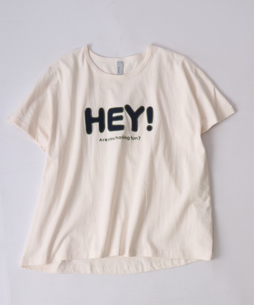 Emago tシャツ EMAGO HEYパッチワークドルマン半袖Tシャツ