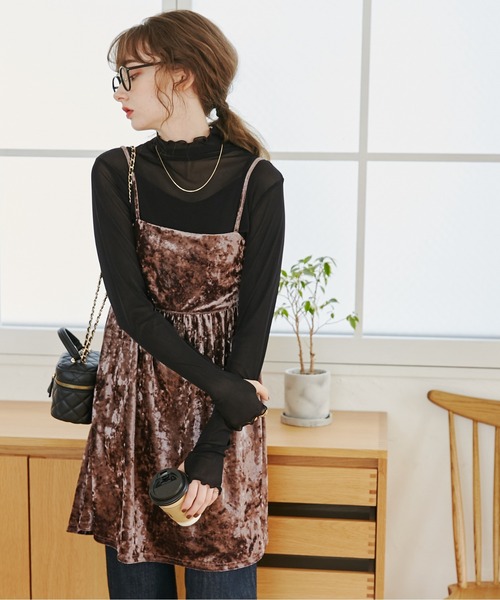 ANGIE キャミソール クラッシュベロアキャミチュニック レディース