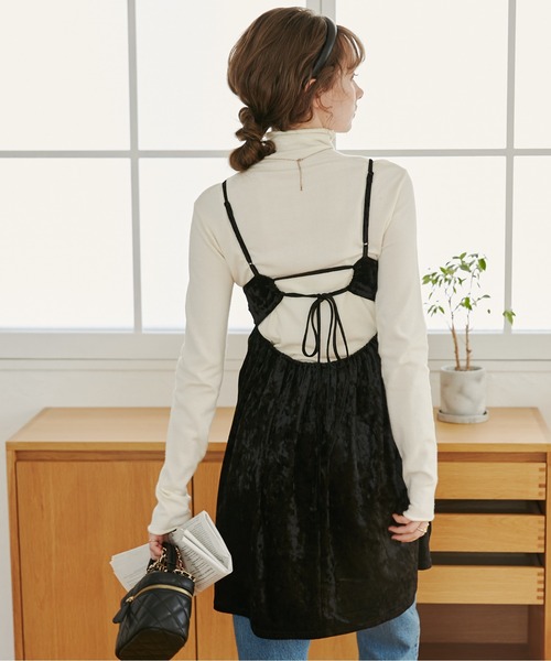 ANGIE キャミソール クラッシュベロアキャミチュニック レディース