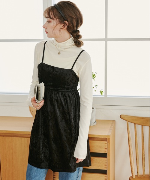 ANGIE キャミソール クラッシュベロアキャミチュニック レディース