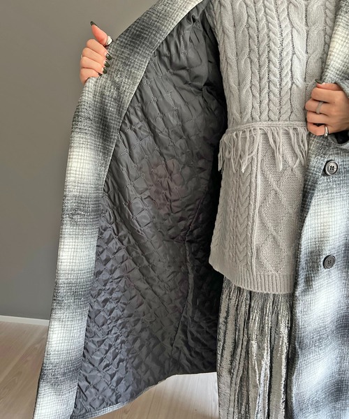 美品 ツイード ループ オンブレチェック　ロゴボタン エトロ チェスターコート Jewelobe（ジュエローブ） コート チェスターコート オンブレチェック