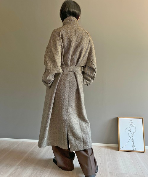 【美品】アニエスベー ヘリンボーンチェスターコート ロングコート フランス製 agnes b. - アニエスベー ロング チェスターコートの通販 by