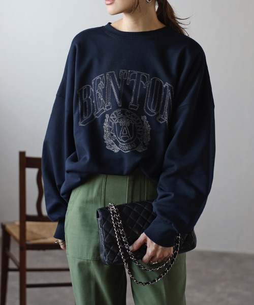 Bonjour Sagan トレーナー スウェット 白抜きカレッジロゴ刺繍